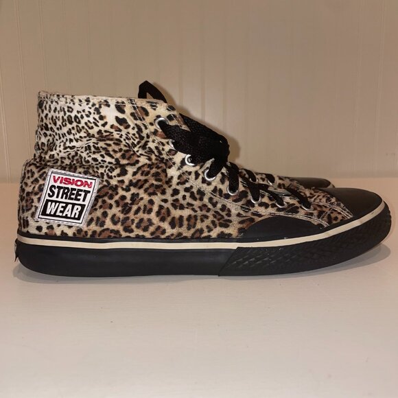 Vision Street Wear Vintage Leopard Print Canvas Hightops Size 9.5 - Picture 4 of 13